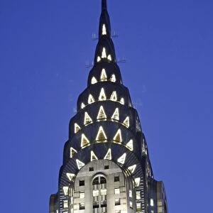 The Chrysler Building illuminations at night in New York, United States of America