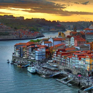 The City of Porto and the River Douro at sunset, Porto, Portugal