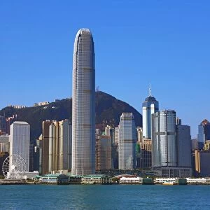 The city skyline of Central across Victoria Harbour in Hong Kong, China