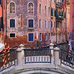 Deserted bridge over a canal in Venice, Italy
