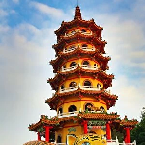 Dragon Pagoda at sunset, Lotus Pond, Kaohsiung, Taiwan