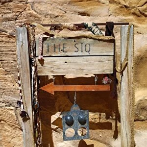 Entrance sign to the Siq, Petra, Jordan