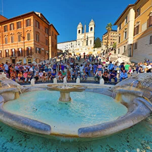 Fontana della Barcaccia fountain in the Piazza di Spagna and the Spanish Steps