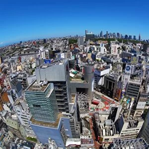 General view of the city skyline of Shinjuku seen from Shibuya, Tokyo, Japan