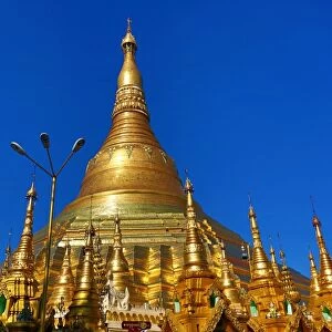 Gold stupa and spires at the Shwedagon Pagoda, Yangon, Myanmar