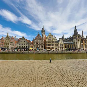 Graslei quay and the Leie River, Ghent, Belgium