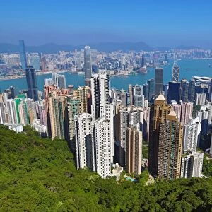 Hong Kong city skyline from Victoria Peak in Hong Kong, China
