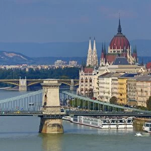 The Hungarian Parliament Building, the Orszaghaz, the Szechenyi Chain Bridge