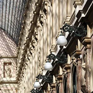 Lamps and columns of the Galerie de la Reine shopping gallery, Brussels, Belgium