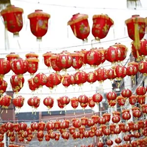 Lanterns in Chinatown for Chinese New Year, in London, England