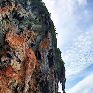 Limestone cliff on Phranang Cave Beach, Railay Beach, Krabi, Phuket, Thailand