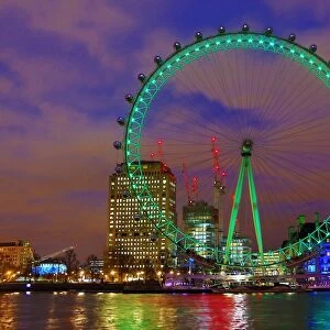 London Eye goes green for Saint Patricks Day in London