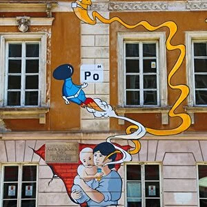 Mural on the Maria Sklodowska-Curie Museum in Warsaw, Poland