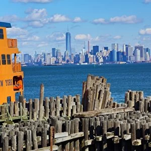 New York Manhattan city skyline and Staten Island ferry New York