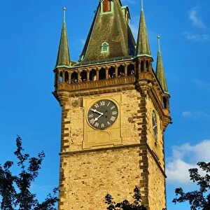 Old Town Hall clock tower in Old Town Square in Prague, Czech Republic