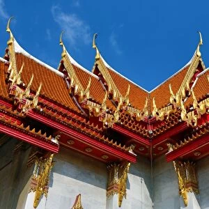 Ornate roof at Wat Benchamabopitr, the Marble Temple, Bangkok, Thailand