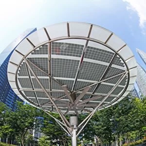Outdoor air conditioning cooling fans on the waterfront in Singapore, Republic of Singapore