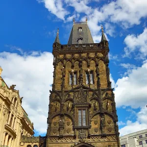 The Powder Tower Gothic Gate in Prague, Czech Republic