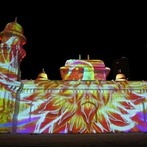Projection mapping images on ice sculptures at the 65th Sapporo Snow Festival 2014, Sapporo, Japan