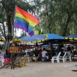 Rainbow flag on gay beach in Pattaya, Thailand
