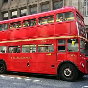 Red double decker Routemaster bus, London, England
