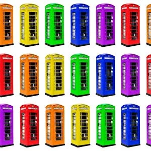 Red and Rainbow coloured London Telephone Boxes Souvenir