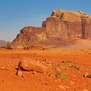 Rock formations in the desert at Wadi Rum, Jordan