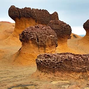 Rock formations at the Yehliu GeoPark, Wanli in Taiwan