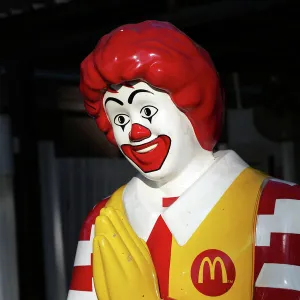 Ronald McDonald statue saying Sawasdee in Patong Beach, Phuket, Thailand