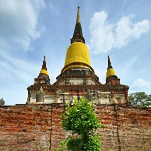 Ruins of the chedi at Wat Yai Chaimongkol Temple, Ayutthaya, Thailand