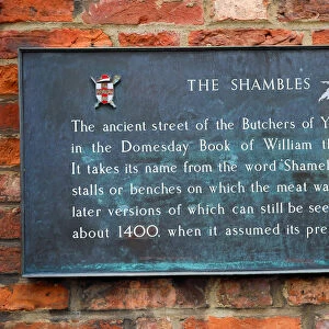 The Shambles street sign in York, Yorkshire, England