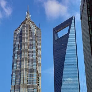 The Shanghai Central Tower and the Jin Mao Tower in Luijiazui, Pudong, Shanghai, China