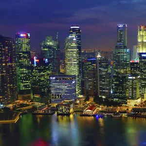 Singapore city skyline and Marina Bay at night, Republic of Singapore