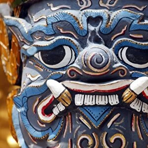Smile souvenir of Thai Yaksha Demon Statue face mask, Wat Phra Kaew, Bangkok, Thailand
