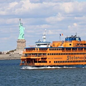 The Staten Island Ferry and the Statue of Liberty, New York. America