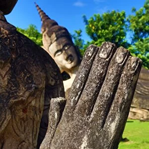 Statue of praying hands, Buddhas, Buddha Park, Vientiane, Laos