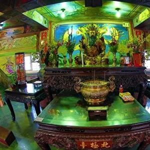 Temple altar inside statue of the Taoist god Xuan Tian Shang Di, North Pole Pavilion