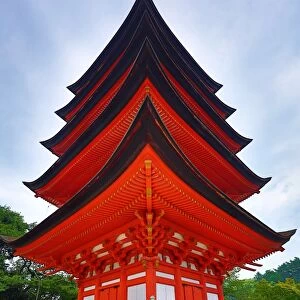 The five tiered Pagoda at Itsukushima Shinto Shrine on Miyajima Island, Hiroshima, Japan