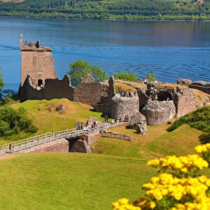 Urquhart Castle and Loch Ness in the Scottish Highlands near Drumnadrochit, Scotland
