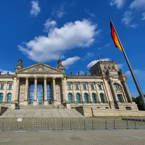 View of the Reichstag Building in Berlin, Germany