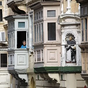 Windows and enclosed balconies in Valletta, Malta