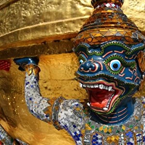 Yaksha Demon Statue face at Wat Phra Kaew in Bangkok, Thailand