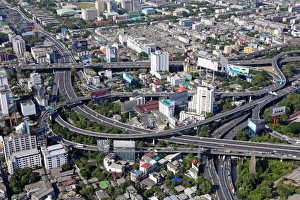 Aerial general view of buildings on the skyline in Bangkok, Thailand Aerial general view of buildings on the skyline in Bangkok, Thailand