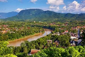 Images Dated 13th September 2015: Aerial view of Luang Prabang and river, Laos