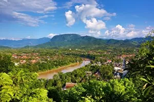 Images Dated 13th September 2015: Aerial view of Luang Prabang and river, Laos