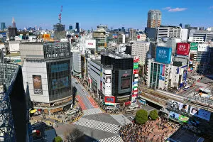 Images Dated 24th March 2019: Aerial view of the Shibuya pedestrian crossing in Shibuya, Tokyo, Japan