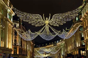 Christmas 2018 Collection: Angel Christmas lights switched on in Regent Street, London