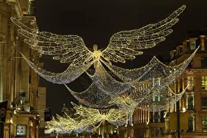 Christmas 2018 Collection: Angel Christmas lights switched on in Regent Street, London