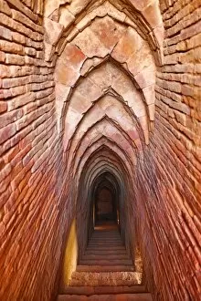 Bagan, Myanmar Collection: Arched stairway and passage at Thisa Wadi Pagoda Temple on the Plain of Bagan, Bagan