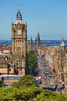 Images Dated 6th July 2018: The Balmoral Hotel clock tower and Princes Street, Edinburgh, Scotland